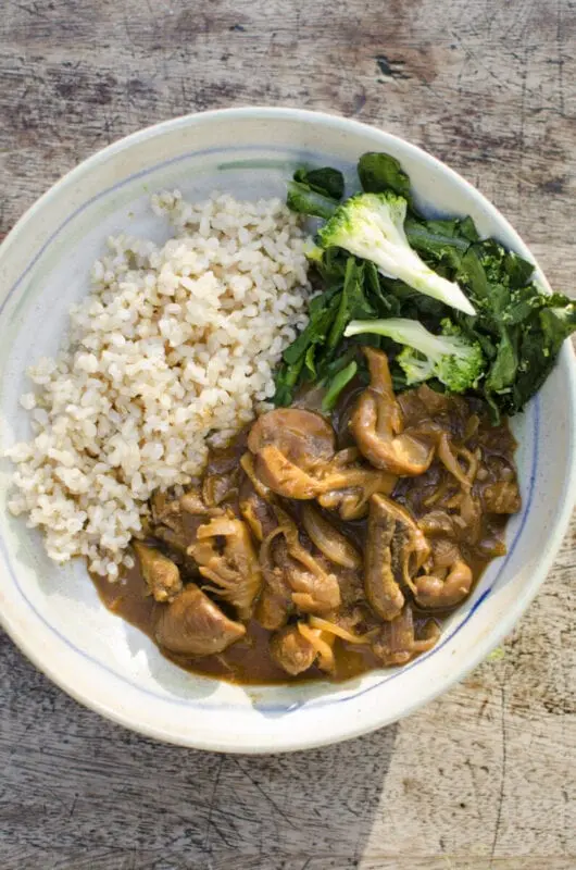 Stewed oyster mushrooms