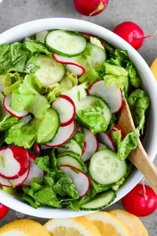 Delicious and healthy salads with radish