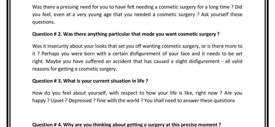 10 questions to ask yourself before plastic surgery