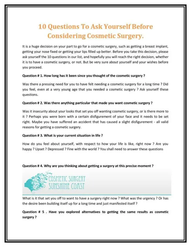 10 questions to ask yourself before plastic surgery