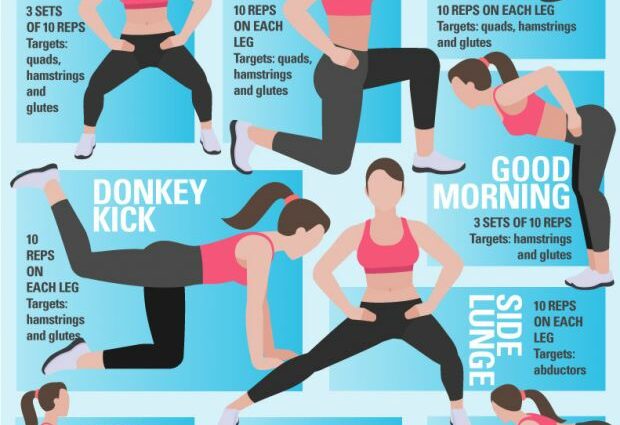 Exercises to stylize and strengthen legs and buttocks in eight minutes