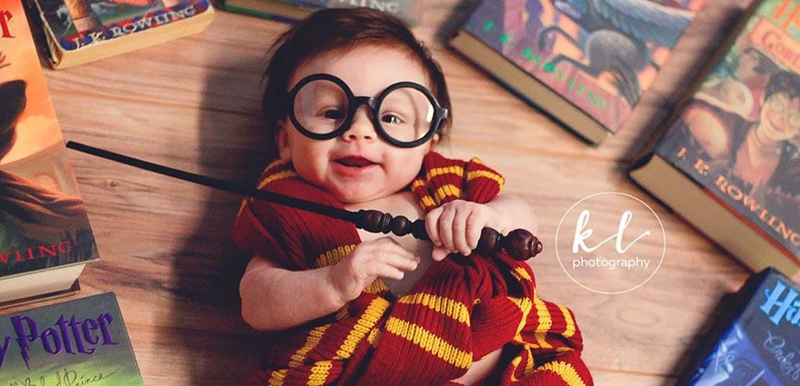 A three-month-old girl in a Harry Potter costume became a social media star