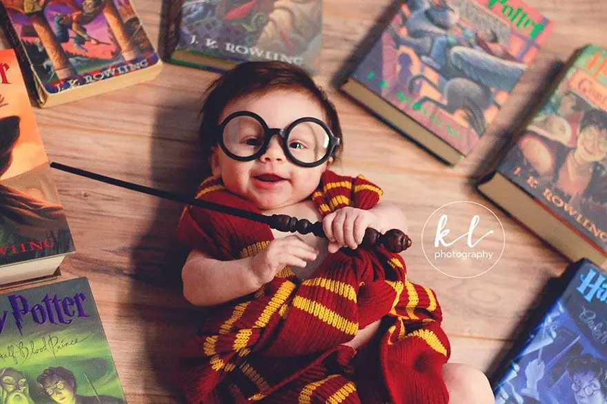 A three-month-old girl in a Harry Potter costume became a social media star