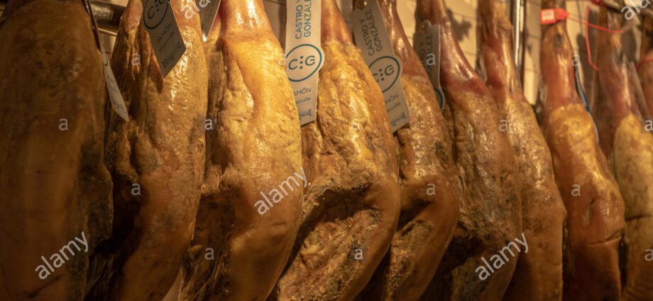 Acorn-fed ham fair in the Plaza Mayor of Madrid