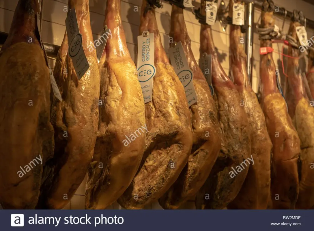 Acorn-fed ham fair in the Plaza Mayor of Madrid