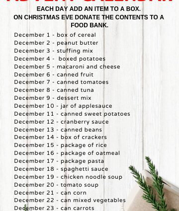 Advent Calendar 2019: Daily Meal Schedule