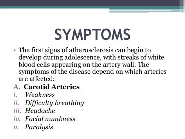 Arteriosclerosis: definition and symptoms