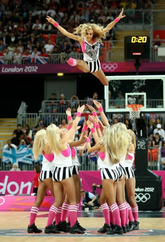 Beautiful cheerleaders are waiting for the Olympics