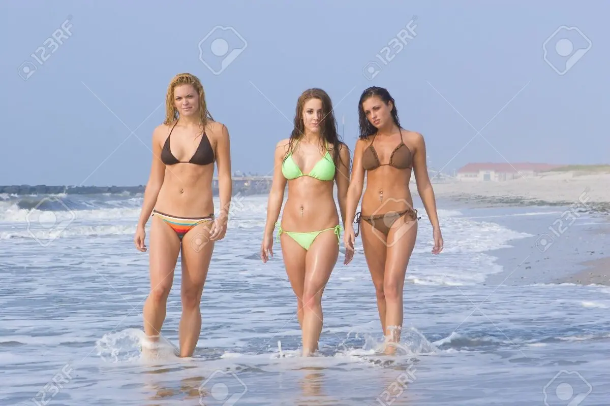 Beautiful girls on the beach in swimsuits: photos, details