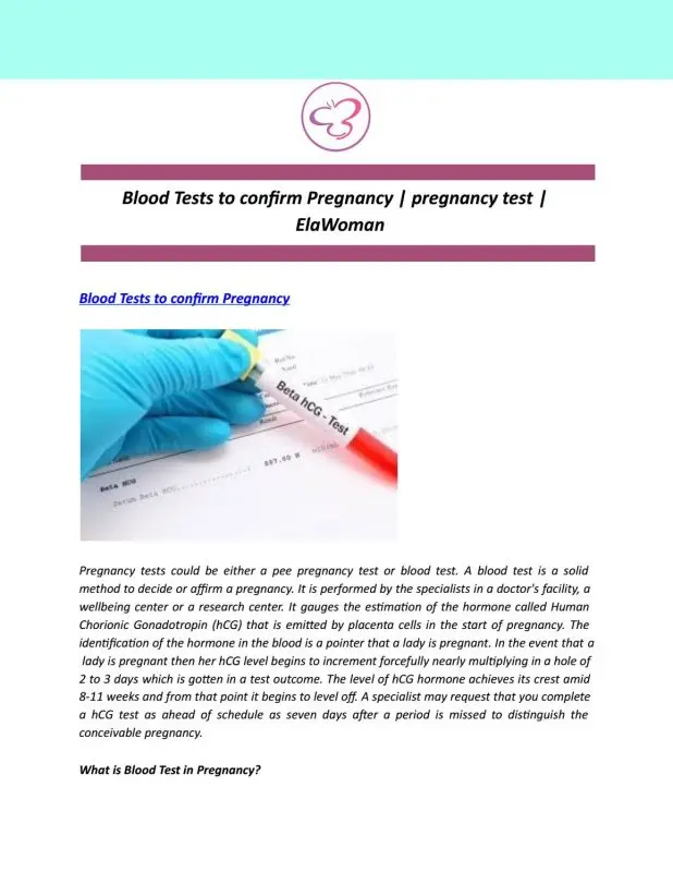 Blood test to confirm pregnancy