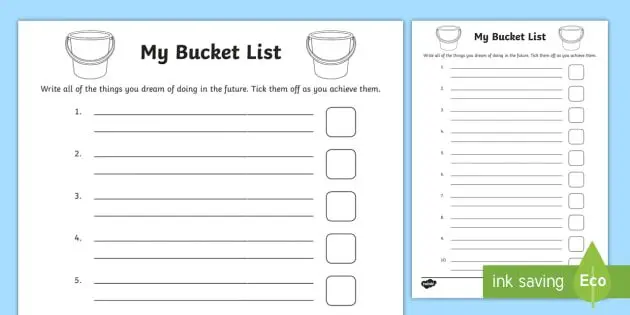 Bucket List: 114 ideas for writing it