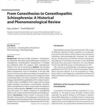 Cenesthesia: definisi gangguan cenesthetic