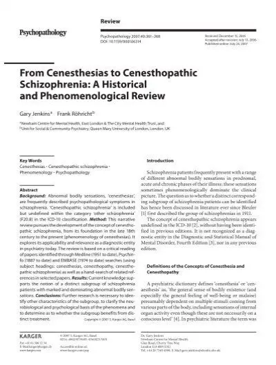 Cenesthesia: definition of cenesthetic disorders