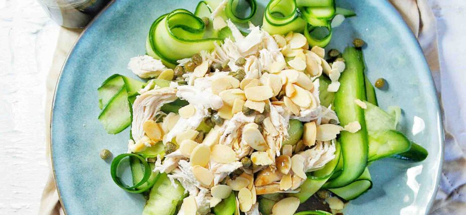 Chicken, prune and cucumber salad: simple recipes. Video