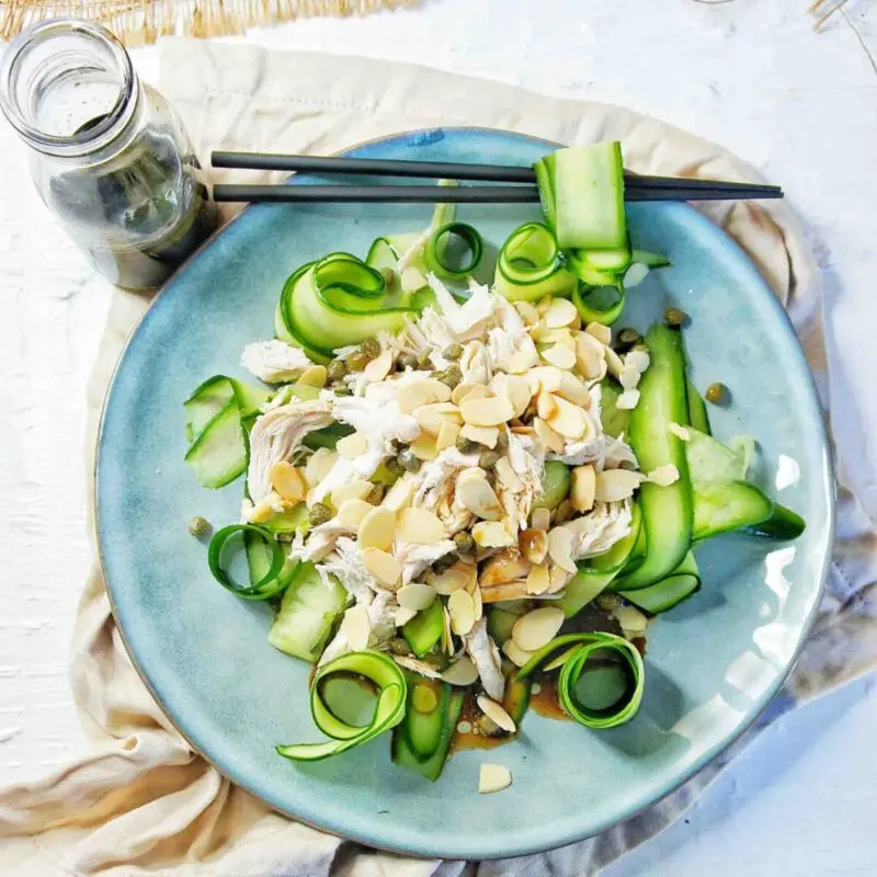 Chicken, prune and cucumber salad: simple recipes. Video