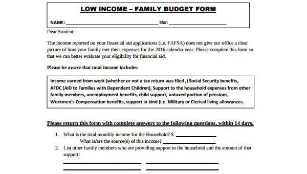 低收入家庭子女津贴：每月、文件