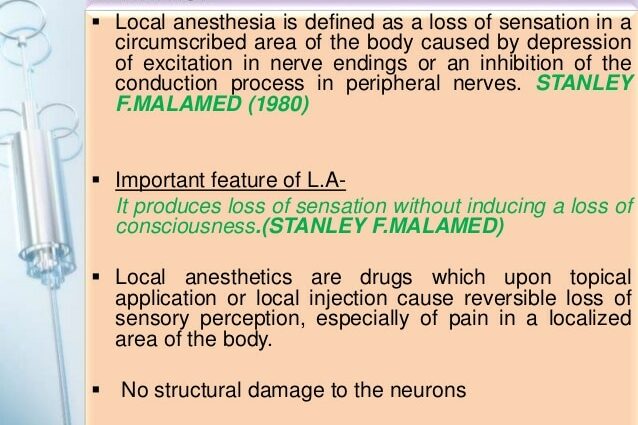 Definición de anestesia local