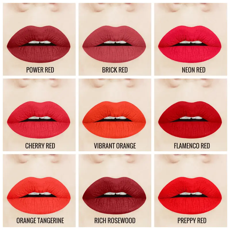 Different shades of red lipstick