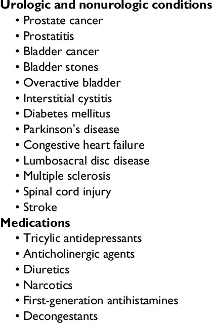 Diseases that cause urinary disorders in men