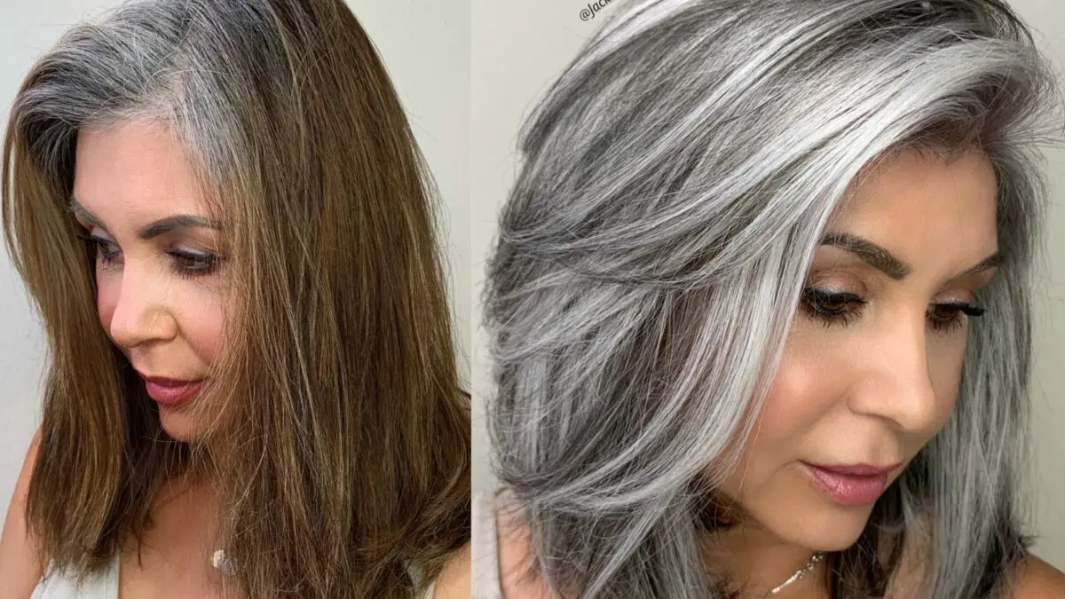 Dyeing gray hair, photo