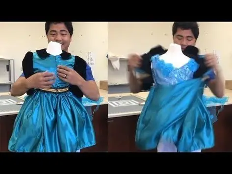 Father of many children sews transforming dresses of Disney princesses