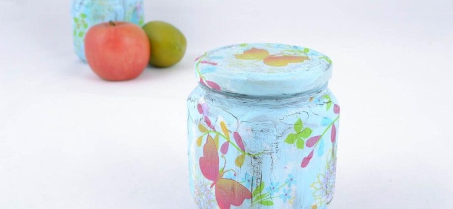 Glass jar decoupage: master class. Video