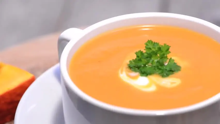 Gourmet pumpkin puree soup. Video