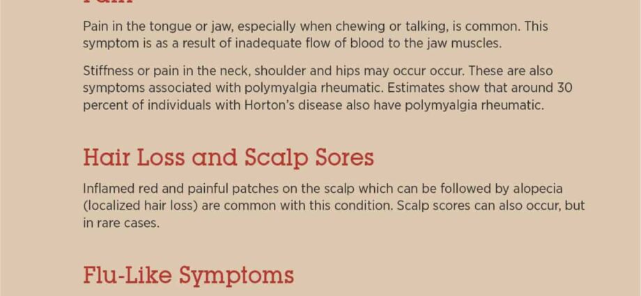 What are the symptoms of Horton&#8217;s disease?