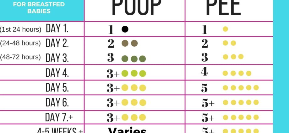 How much should a newborn poop, per day, day, times