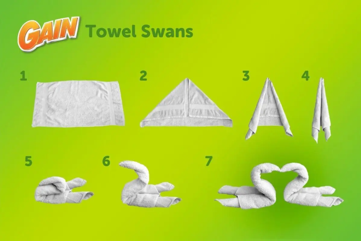 How to make towel swans photo