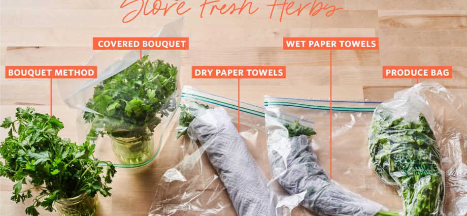 How to properly store fresh herbs in the refrigerator