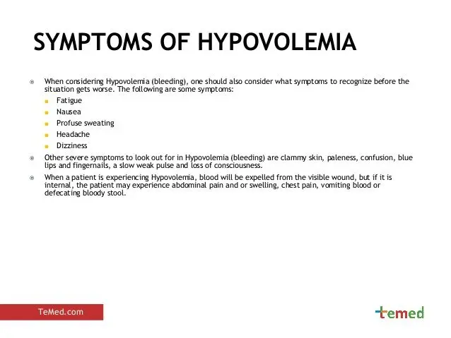 Hypovolemia: causes, symptoms and treatments