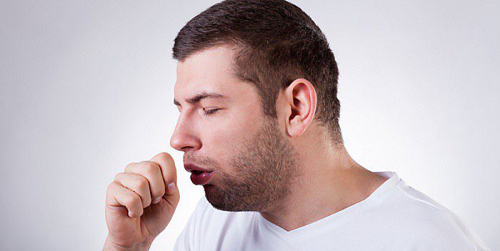 Inhalation with soda solution when coughing