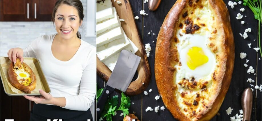 Khachapuri with feta cheese or cheese. Video