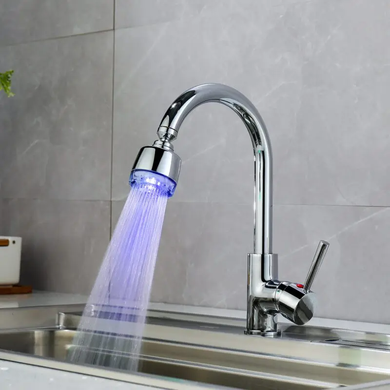 Kitchen faucet with filter and lighting