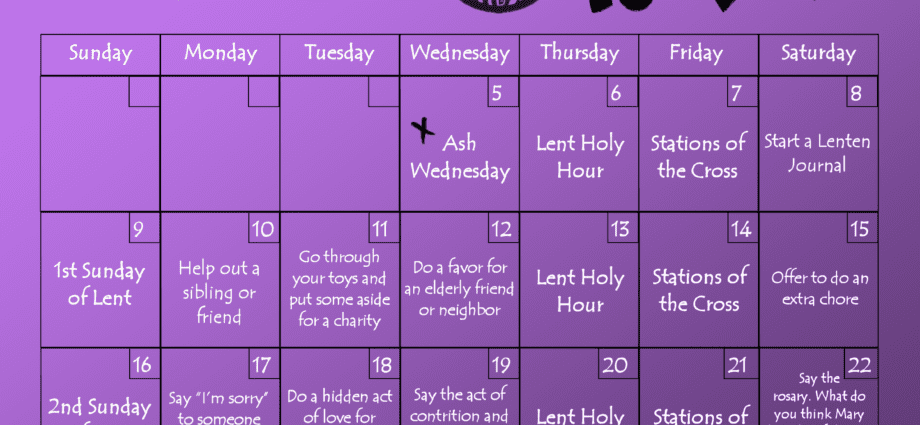 Lent calendar: first week