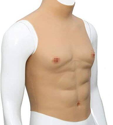 Male breast with silicone