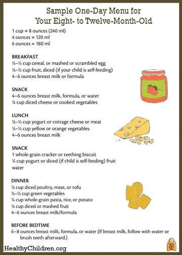 Menu for a baby 8 months old: nutrition, artificial feeding, diet