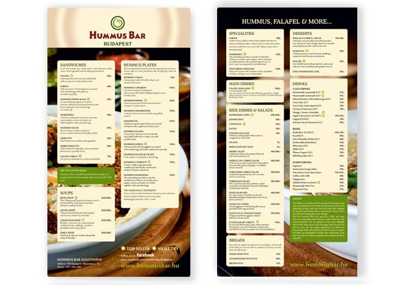 menu of the Magyar restaurant chain