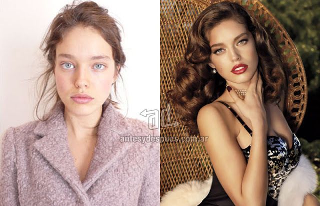 Models before and after makeup: photo