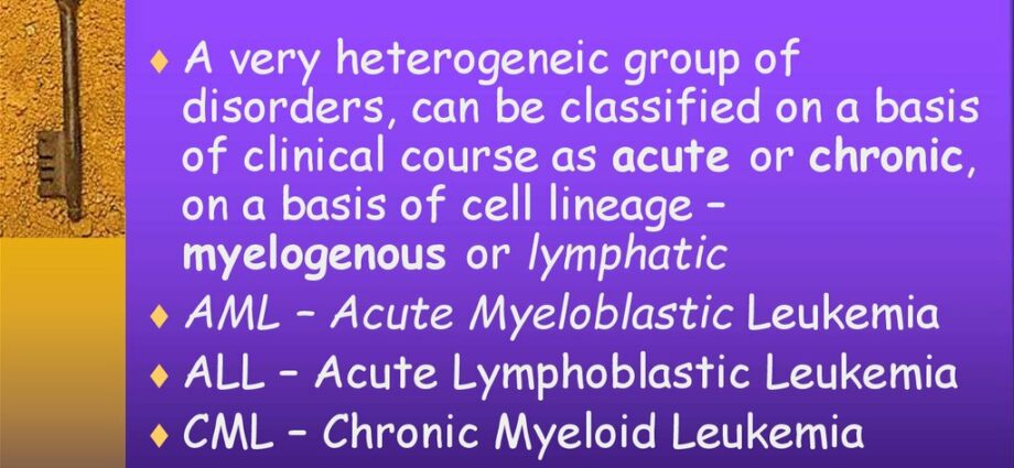 Myeloid leukemia: chronic or acute, decryption