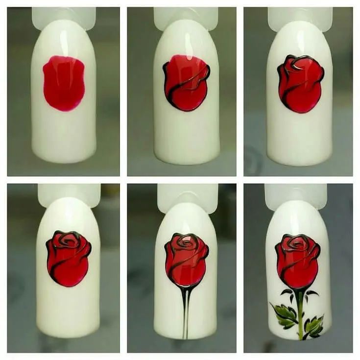 Nail art: how to depict a rose on your nails? Video tutorial