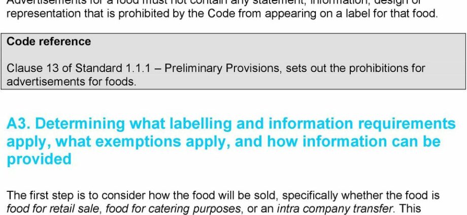 New guide on food information provided to the consumer