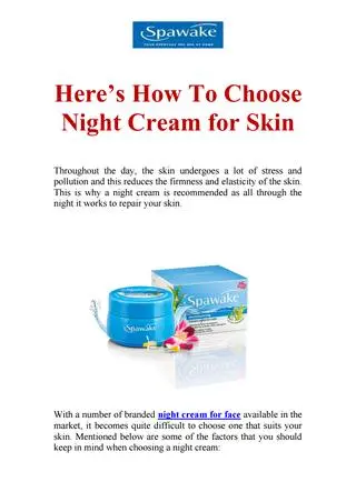 Night cream: how to choose it?