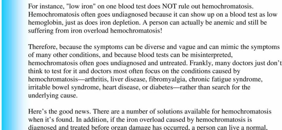 Our doctor&#8217;s opinion about hemochromatosis