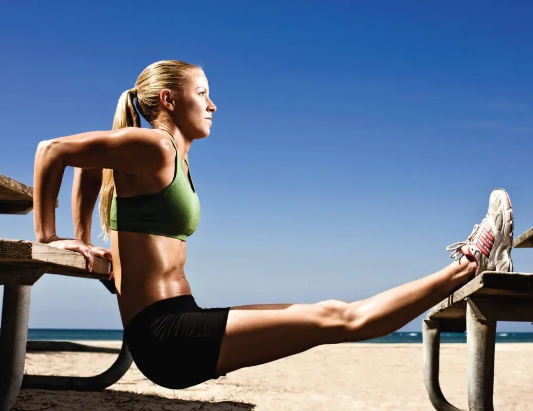 Outdoor sports, exercise with a bench