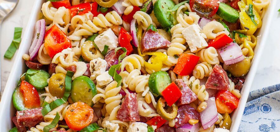 Pasta salad: Italian pasta in salad. Video