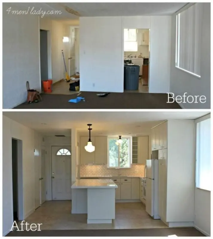 Photos of apartments before and after renovation