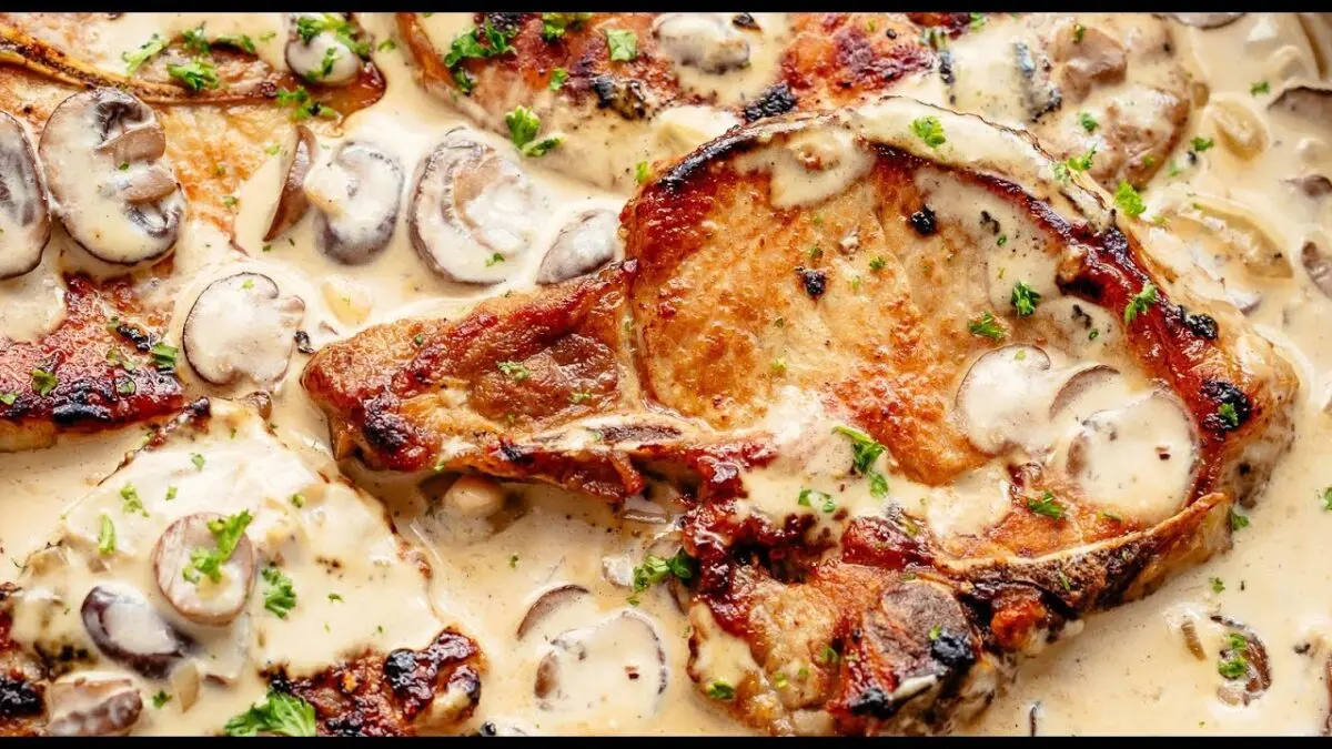 Pork with mushrooms in the oven. Video