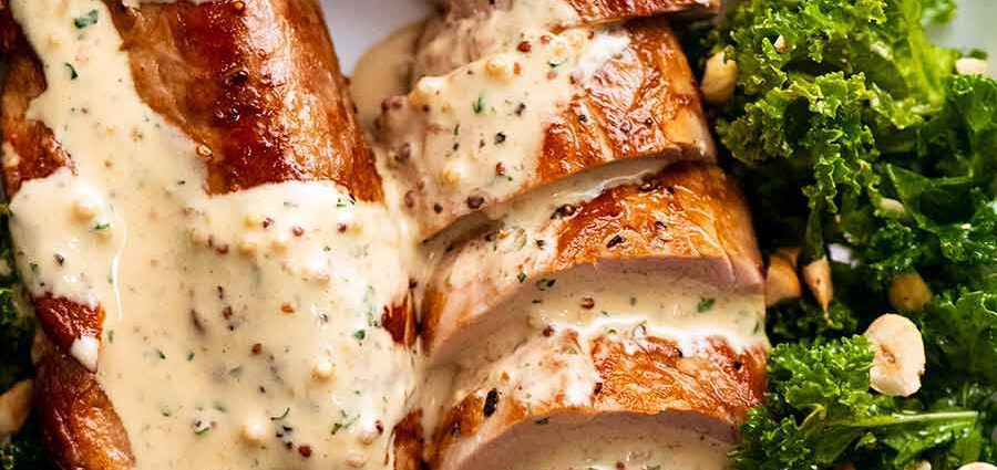 Pork with mustard sauce. Video recipe